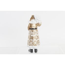 DKD Home Decor Figura de Navidad Moderna Santa Resina Dorado Blanco 20.5 cm alto