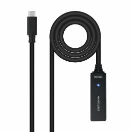 Nanocable 10.01.1311 Cable Alargador USB-C 3.2 Gen1 con Amplificador Activo, Macho-Hembra, 5m, Negro, 5 Gbps (No vídeo)