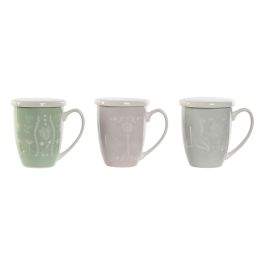 Mug Infusiones Scandi DKD Home Decor Verde Rosa Palo 9 x 11 x 12 cm (6 Unidades)