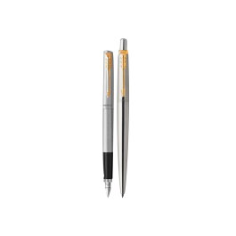 Parker Juego Bolígrafo y Pluma Duo Jotter Acero Inoxidable Acabado Dorado
