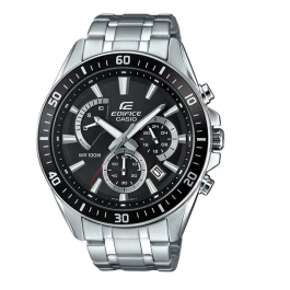 Casio Edifice EFR-552D-1AVUEF Reloj Hombre Cuarzo Acero Brazalete Plata Dial Negro Cronómetro 10 ATM