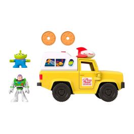 Fisher-Price Imaginext Vehículo Pizza Planet de Toy Story con Lanzador de Proyectiles y Figuras de Buzz Lightyear y Alien - Juguete para niños +3 años