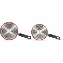Livoo MEP154R Juego de 2 cacerolas antiadherente sin PFOA/PFOS con mango de silicona, apto para todo tipo de fuegos, inducción