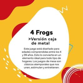 Juego 4 en líena frogs de madera en caja de metal. 8 piezas, 2 jugadores. 19x19x3,5cm Juego 4 en líena frogs de madera en caja de metal. 8 piezas, 2 jugadores. 19x19x3,5cm