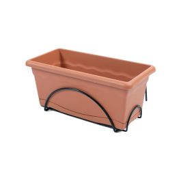 Jardinera con plato integrado 60x24cm + soporte metalico. color terracota Precio: 15.49999957. SKU: S7907620