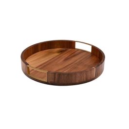 Bandeja Basicos DKD Home Decor Natural Dorado 35.5 x 5 x 35.5 cm