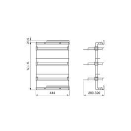 Emuca Zapatero lateral extraíble para armarios y vestidores Hack, Derecha, Acero, Pintado color gris piedra