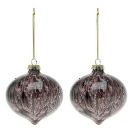 Bolas de Navidad (2 pcs) 112490 Marrón Rojo 8 cm (2 Unidades)