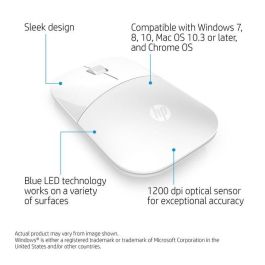 HP Z3700 Ratón Inalámbrico Portátil con Diseño Compacto y Elegante, Color Blizzard White