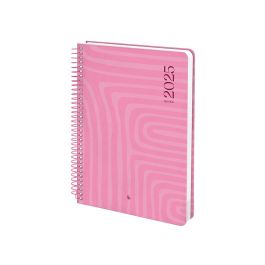 Agenda Espiral Liderpapel Syros A5 2025 Dia Pagina Color Rosa Papel 60 gr