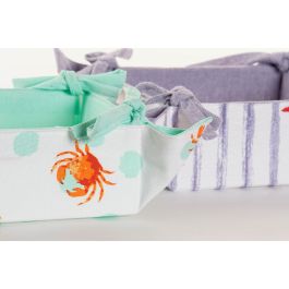 DKD Home Decor Cesta Mediterránea de Algodón Verde y Azul 34x34x34 cm Ideal para Almacenaje y Decoración (2 Unidades)
