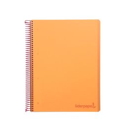 Cuaderno Espiral Liderpapel A4 Micro Wonder Tapa Plastico 120H 90 gr Cuadro 5 mm 5 Banda4 Taladros Color Naranja