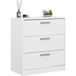 Cómoda DREAM de 3 cajones - Tablero de partículas - Decoración blanca - L79,7 x H87,8 x P43,8 cm Cómoda DREAM de 3 cajones - Tablero de partículas - Decoración blanca - L79,7 x H87,8 x P43,8 cm