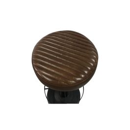 DKD Home Decor Taburete Vintage Giratorio Piel y Hierro Negro Marrón 36 x 76 x 36 cm Altura Asiento 76 cm
