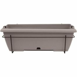Garden ID 12228907 Kit de macetero con soporte metálico y bandeja integrada Teramo Taupe 50 cm Efecto piedra Reciclado/reciclable