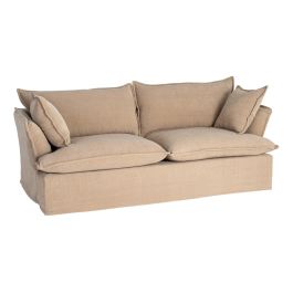 Sofá 3 Plazas Beige Oscuro Tejido 221 X 103 X 72 cm