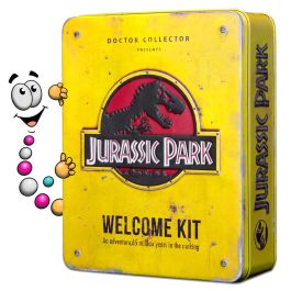 DOCTOR COLLECTOR Replica caja metal Jurassic Park Welcome Kit Standard - Kit coleccionista con 10 accesorios