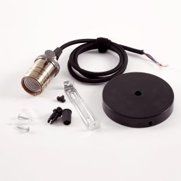 Lámpara Colgante Pendel E27 con Cable de Tela 0,75mm y 1000mm, Rosetón, Interruptor y Portalámparas de Metal SC-MPL006