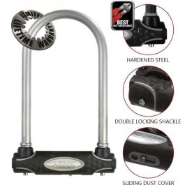 Master Lock 8195EURDPROCOL Candado U para Bicicleta con Llave, Acero Cementado 11cm Ancho, Manija Doble 13mm x 21cm para Bici Eléctrica MTB