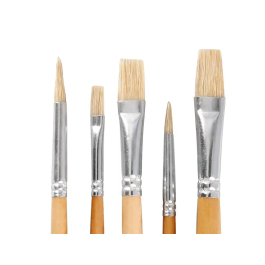 Liderpapel Pinceles de Pelo de Cerda Puntas Surtidas Bolsa 5 Unidades Certificado FSC para Pintura al Óleo Acrílico Gouache