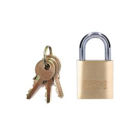 Edm Candado de latón arco normal 30mm, dorado/cromado, 3 llaves, 30x13x31mm