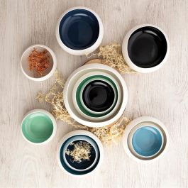 Ariane Bol Porcelana Organic Azul 16 cm Juego de 6 Unidades Reforzado Profesional Apto Lavavajillas Microondas y Horno