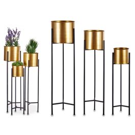 Giftdecor Set 3 Maceteros de Metal con Soporte Trípode, Negro y Oro. Incluye 3 Tamaños: Ø24x93,5 cm, Ø21x80,5 cm, Ø18x69 cm (2 Unidades) Precio: 96.49999986. SKU: B1CWDQ2X2Y