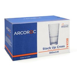 Caja 6 Vasos Altos Vidrio Stack'Up Cross Arcoroc 35 cL