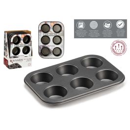 Kinvara Molde de Cocina de Metal para 6 Unidades, 500 ml, 18.7x3.5x26.5 cm, Gris Oscuro, Antiadherente (24 Unidades)