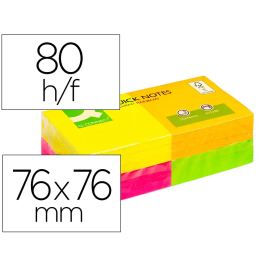 Q-connect Bloc de Notas Adhesivas Quita y Pon 76x76 mm con 80 Hojas Fluorescentes, Pack de 12 Surtidas en 4 Colores Precio: 8.68999978. SKU: B138DMGLZ2