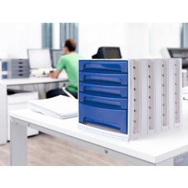 Archivo 2000 Fichero Cajones Sobremesa 305x370x215 mm Organizador Oficina 5 Cajones Azul Opaco