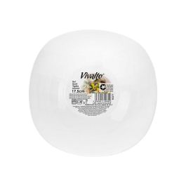 Vivalto Bol Cuadrado de Cristal Opal Blanco 17,5 x 17,5 cm (36 Unidades)