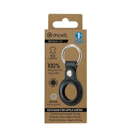 muvit for change funda llavero compatible con Airtag piel negra