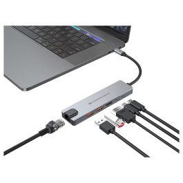 Conceptronic DONN29G Docking Station Gris USB Tipo-C, HDMI 4K@60Hz, USB 3.2 Gen 2, Gigabit Ethernet, USB PD 140W, 10Gbps