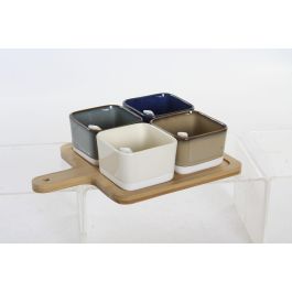DKD Home Decor Set de Aperitivo Moderno de 5 Piezas en Porcelana y Bambú, Multicolor 20x1.3x27 cm, Apto para Microondas y Lavavajillas. Precio: 22.49999961. SKU: S3027096