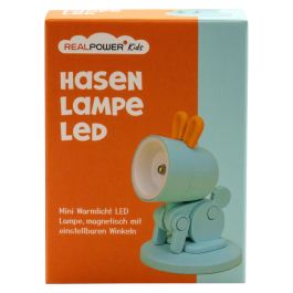 Realpower LED-Tier Taschenlampe 486317 Linterna con Diseño de Conejo Azul y Naranja, LED, Alimentación por 3 Baterías LR41