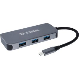D-Link DUB-2335 Hub USB-C 6-en-1 con HDMI 4K, Gigabit Ethernet, 3 Puertos USB 3.0 Tipo A, 1 Tipo C Power Delivery 3.0 Gris