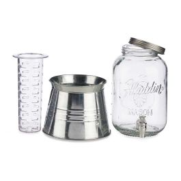Vivalto Jarra con Soporte y Enfriador 3800ml Plata Transparente Cristal y Metal 19x37x19cm (Set de 6)