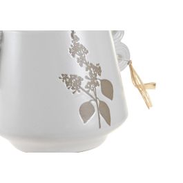 DKD Home Decor Jarrón Boho Blanco Beige Gres Hecho a Mano 15 x 13 x 18 cm (2 Unidades)