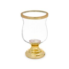 Portavela Copa Abombada Dorada Giftdecor 15.5x26x15.5 cm - Cristal y Acero (6 Unidades)