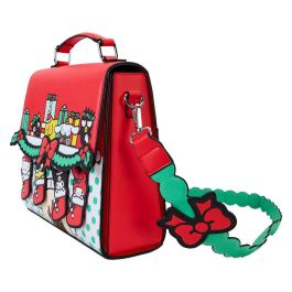 Loungefly Bolso bandolera de piel vegana Hello Kitty Christmas Sanrio con correa desmontable y detalles festivos