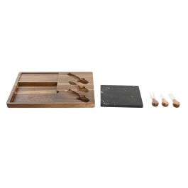 Tabla Cortar Basicos DKD Home Decor Marron Negro 27 x 2 x 36 cm Set de 5