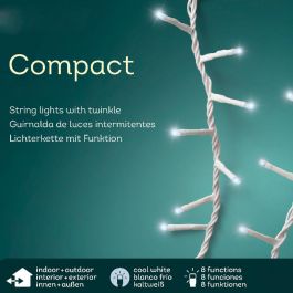 Lumineo Guirnalda LED Compact 500 LEDs Parpadeante Exterior Blanco Frío Cable Blanco 16m IP44 con Temporizador