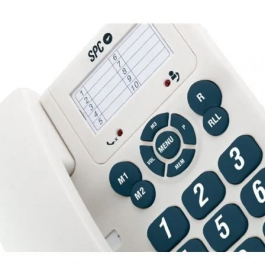 SPC Teléfono Fijo Original 3602BL Blanco con Teclas Extragrandes y 3 Memorias Directas, Marcación Fácil para Mayor Comodidad y Comunicación Clara