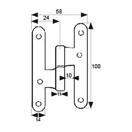 Edm Pernio sin remate PN04 derecha 100x58mm níquel satinado, 2 unidades Edm Pernio sin remate PN04 derecha 100x58mm níquel satinado, 2 unidades