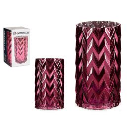 Jarrón Tallado Espiga Rosa Oscuro Giftdecor 11.3x19.5x11.3 cm Cristal (6 Unidades) Precio: 56.58999995. SKU: S3610629