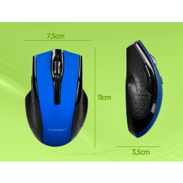 Q-connect Ratón Óptico Inalámbrico 2.4 GHz 1000 DPI Receptor USB Azul