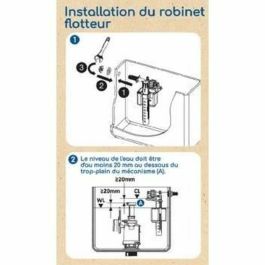 Rousseau AAAAX63332 Kit Cisterna Inodoro Extraíble – Certificado NF – Silencioso – Antisifonaje – Ajustable
