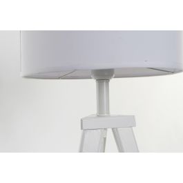 DKD Home Decor Lámpara de Sobremesa Scandi Blanca 30 x 72 x 30 cm de Madera y Poliéster Bombilla E27