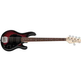 STERLING Ray5 Hh M/R - Bajo Eléctrico Stingray Doble Humbucker Ruby Red Burst Satin